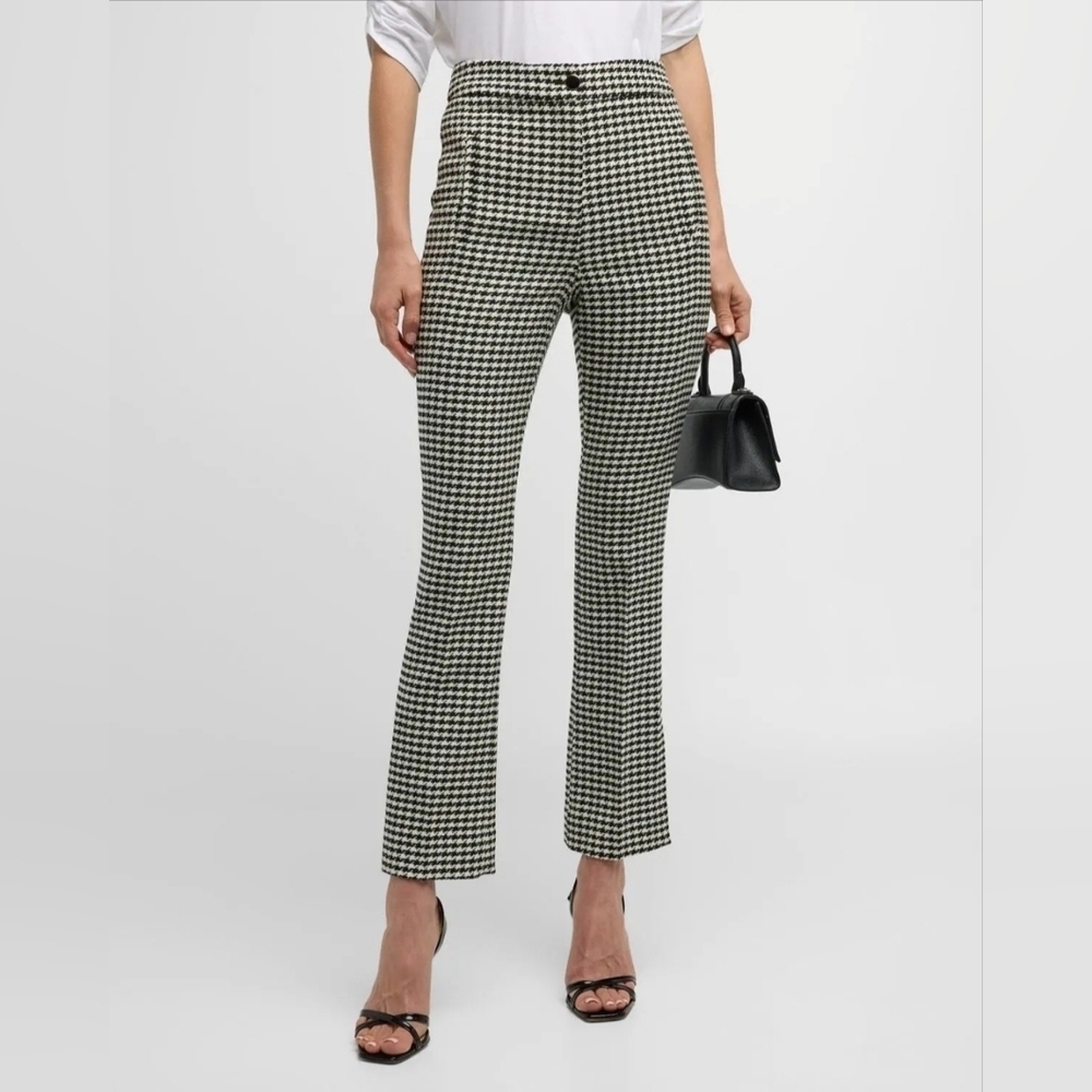Veronica Beard arte houndstooth flared split-hem pants